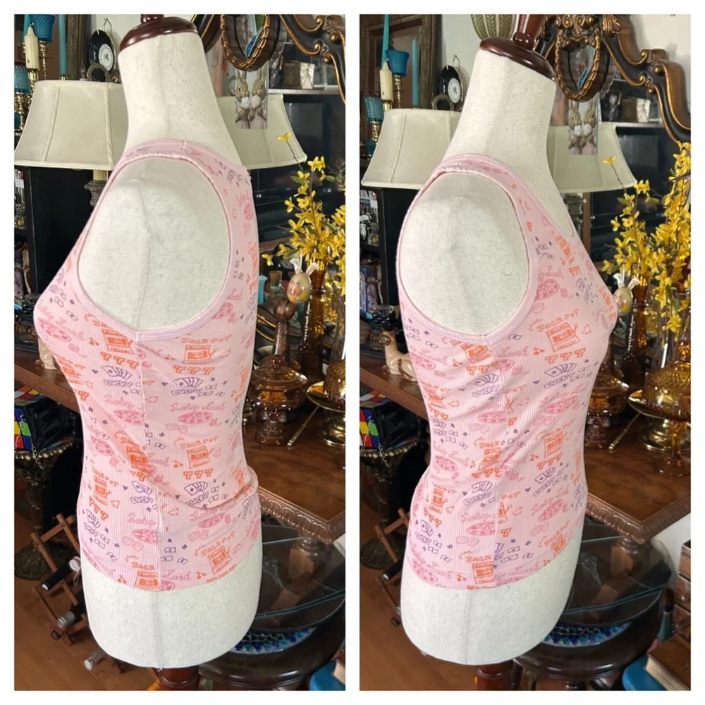 Vintage Pink Graphic Ribbed Tank Top - Picture 3 of 11